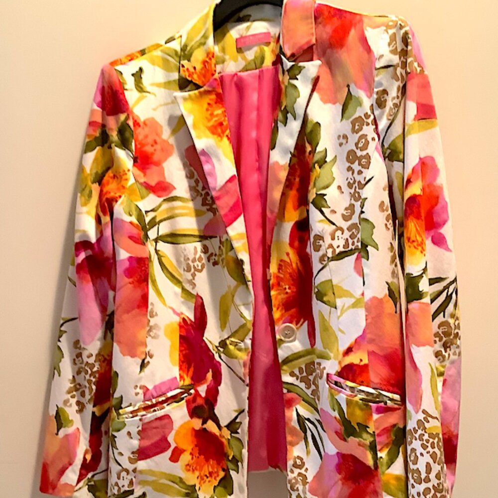 Isaac Mizhrahi- Classic Multi-color Women's Tropical patterned Jacket Size 12